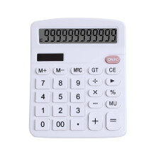 LCD-rekenmachine op zonne-energie, 13 cijfers, wit