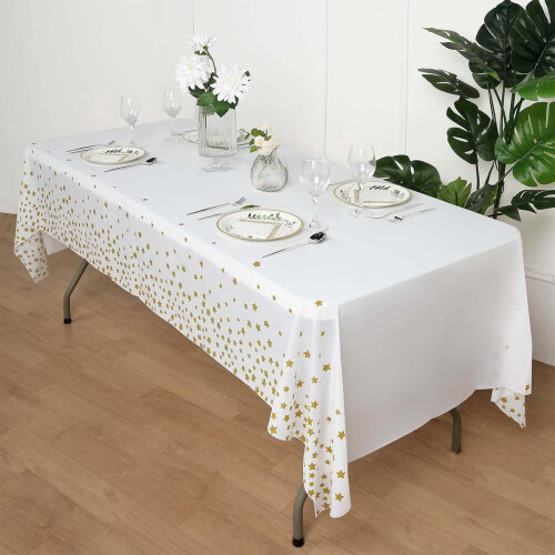 Sneeuwvlok plastic tafelkleed wit 107,9 inch