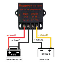 DC-spanningsregelaar 12V/24V naar 5V 5A 25W Step-Down