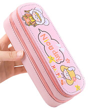 Trousse à crayons à motif dessin animé avec fermeture éclair, double compartiment, 1 pièce