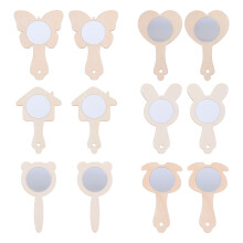 Soimiss Wooden Handheld Mirrors for Kids Craft Beige 12 pcs