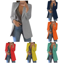 Blazer léger à devant ouvert pour femme, bleu marine, taille S