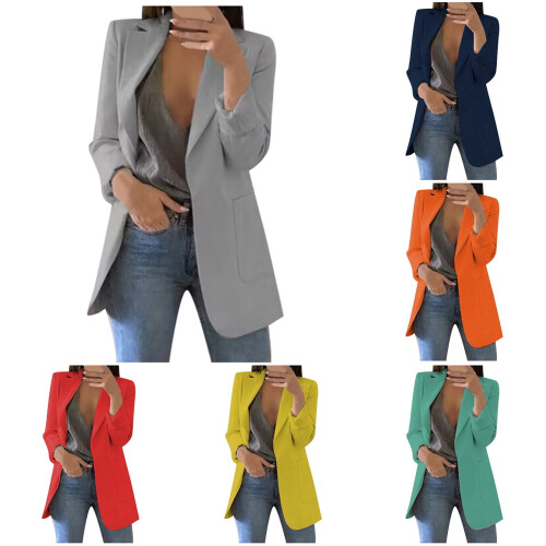 Blazer léger à devant ouvert pour femme, bleu marine, taille S