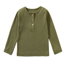 Boys Long Sleeve Ribbed T-Shirt Army Green