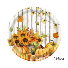Assiettes en carton citrouille d'automne (24 pièces)