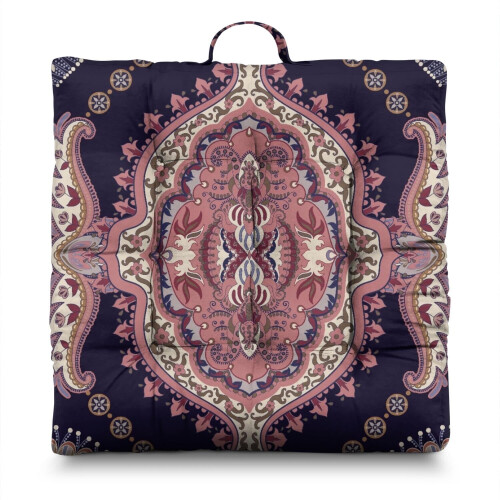 Štvorcový meditačný vankúš Boho Paisley 22x22
