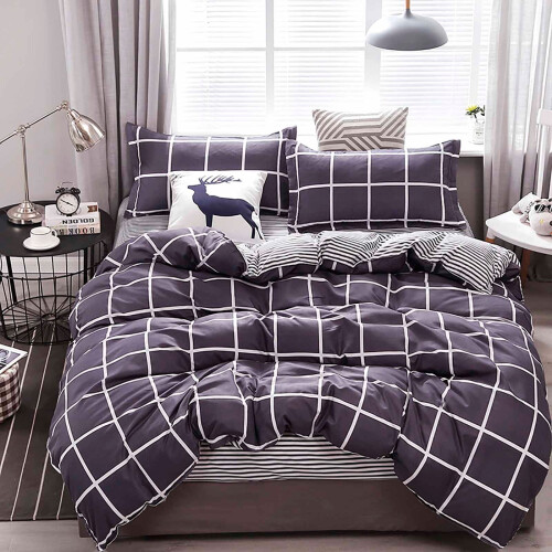 Bäddset Polyester Enfärgat 4-delat för 150x200 cm