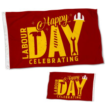 Glad Labor Day-flagga, dubbelsidig, 9x1,5 m