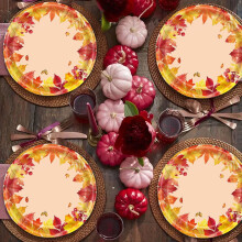 Thanksgiving-Geschirrset mit Ahornblattmotiv, Einweggeschirr, 36-teilig