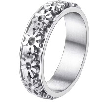 Női rozsdamentes acél üreges forgatható gyűrű, 6 mm, 10-es méret