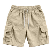 Herrstrandshorts i bomull med dragsko, 23 cm, kaki, XXXL