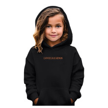 Felpa con cappuccio "Gesù ti ama" per bambini, maniche lunghe, nera, 9-10 anni