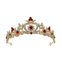 Red Crystal Rhinestone Bridal Tiara for Brides and