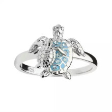 Crystal Gold Silver Plated Turtle Mom Ring Size 6-10