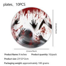 Ensemble de décorations pour fête d'Halloween - Empreinte de main ensanglantée (12 pièces)