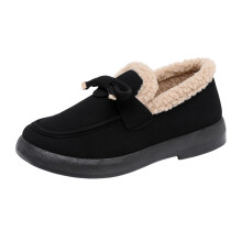Bottes de neige noires pour femmes, à enfiler, chaudes, épaisses, décontractées, rondes