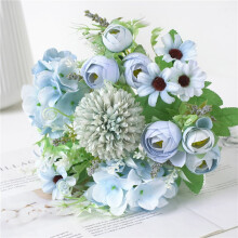 Bouquet de fleurs artificielles en soie bleue, centre de table de mariée