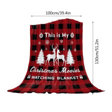 Christmas Flannel Throw Blanket Red Reindeer Snowflake