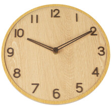 Horloge murale ronde silencieuse à motif bois, horloge décorative pour la maison