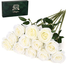 Bouquet de roses en soie rose Ă longues tiges