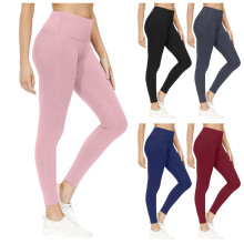 Högmidjade leggings för kvinnor med fickor svart XL
