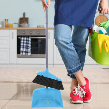 Ensemble balai et pelle à poussière, manche en plastique, poils souples