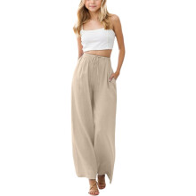 Mädchen Leinenhose mit geradem Bein, Beige, Größe 14-15