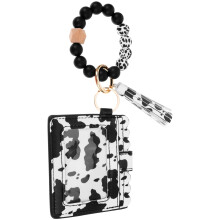 Γυναικείο Πορτοφόλι Clutch από Κράμα Ψευδαργύρου, Μαύρο, Λευκό, Στάμπα με Αγελάδα1