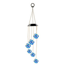 Carillon solaire lumineux à boules bleues, décoration extérieure