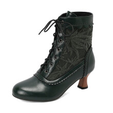 Women's Winter Boots Lace-Up Pointed Toe Chunky Heel Ankle