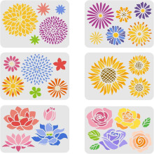 Flower Stencils Template Plastic 6PCS 29.7x21cm