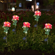 Lampes solaires de sol étanches à LED en forme de rose pour jardin et pelouse, destinées à l'extérieur.
