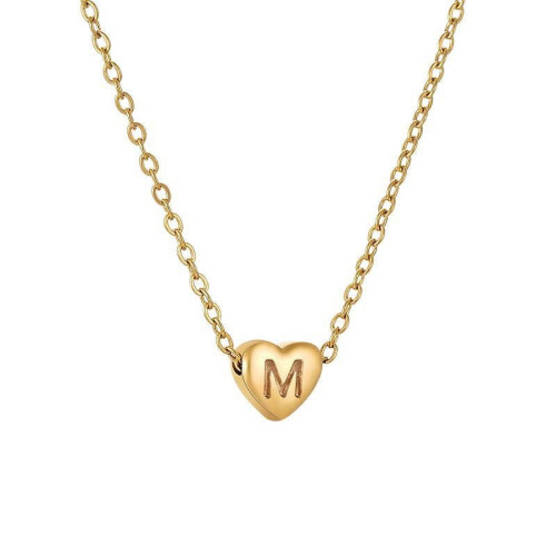 Initial Pendant Necklace 18K Gold Plated Figaro Chain