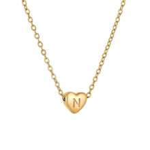 Initial Pendant Necklace 18K Gold Plated Figaro Chain
