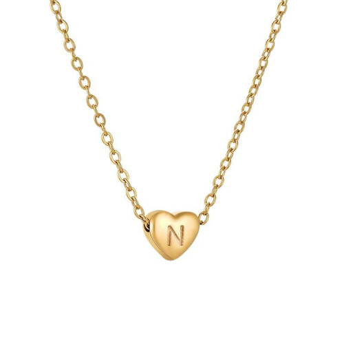 Initial Pendant Necklace 18K Gold Plated Figaro Chain