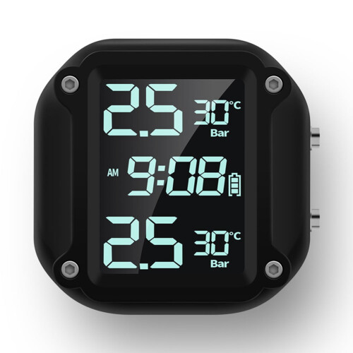 Wireless Motorcycle TPMS with 2 External Sensors and LCD