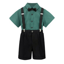 Tenue de Pâques pour garçon : chemise verte semi-formelle à manches courtes avec