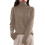 Women's Solid Turtleneck Knit Sweater Khaki Size S 1