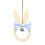 Wooden Easter Bunny Pendant with Bow and Bell Blue 1