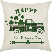 Housse de coussin Saint-Patrick 45 x 45 cm (18 x 18 pouces) en polyester et lin
