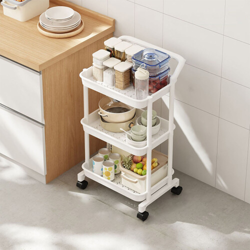 3-Layer Mobile Shelf Organizer for Kitchen and Bathroom