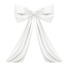 White Bow Decoration Fabric 60x27cm with 82cm Tails