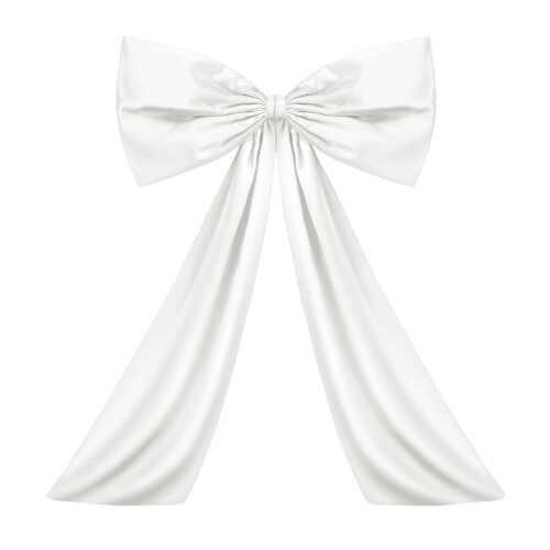 White Bow Decoration Fabric 60x27cm with 82cm Tails