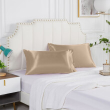 Lot de 2 taies d'oreiller en soie XIAOLE 50 x 75 cm avec fermeture éclair invisible