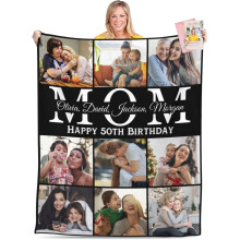 Personalized 50th Birthday Blanket Purple Photo Design 1974