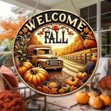 Décoration de porte citrouille d'automne en bois (1 pièce)