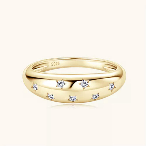 Moissanite Dome Star Ring 925 Sterling Silver Size 5-10