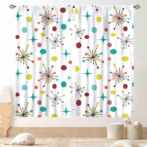 Mid-Century Modern Curtains Geometric Atomic Pattern 2