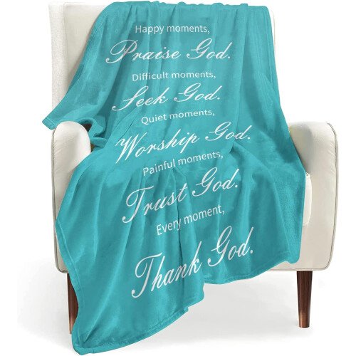 Religious Healing Throw Blanket Soft Teal 60x80 inch