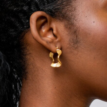 Women's 18k Gold Plated Hoop Earrings Retro Style 1 Pair